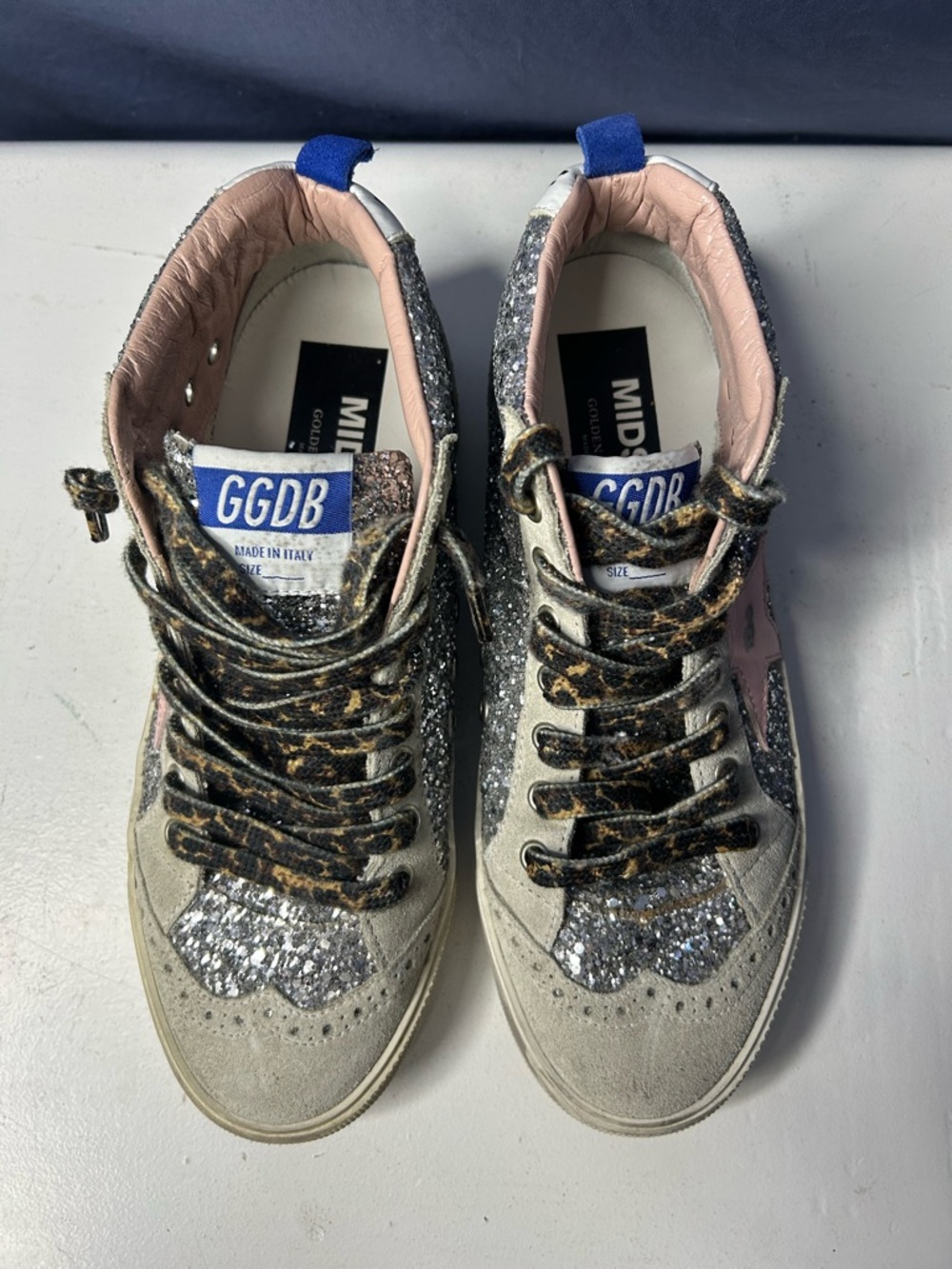 RARE Golden Goose Mid Star Glitter Upper MidTop Sneakers Size 37 EU/ 7 US Womens - Picture 2 of 9